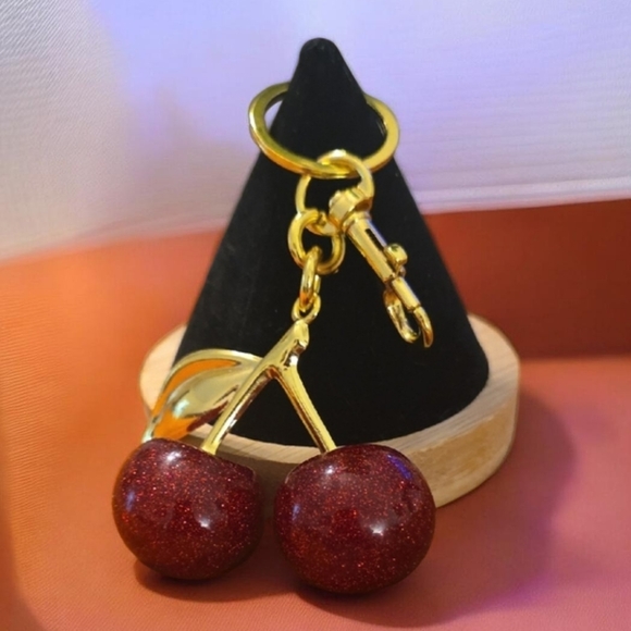 Accessories - Cherry Keychain/ Purse Chain with Gold Accents
